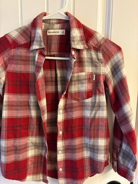 abercrombie kids Red and White Plaid Button-Down Shirt
